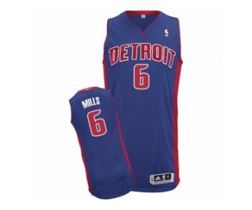 Men's Adidas Detroit Pistons #6 Terry Mills Authentic Royal Blue Road NBA Jersey