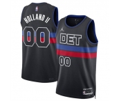 Men's Detroit Pistons #00 Ron Holland II Black 2024 Statement Edition Stitched Basketball Jersey