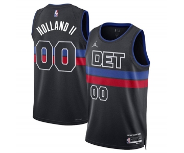 Men's Detroit Pistons #00 Ron Holland II Black 2024 Statement Edition Stitched Basketball Jersey