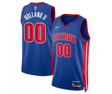 Men's Detroit Pistons #00 Ron Holland II Blue 2024 Icon Edition Stitched Jersey