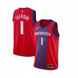 Men's Detroit Pistons #1 Allen Iverson Swingman Red Basketball Jersey 2019-20 City Edition