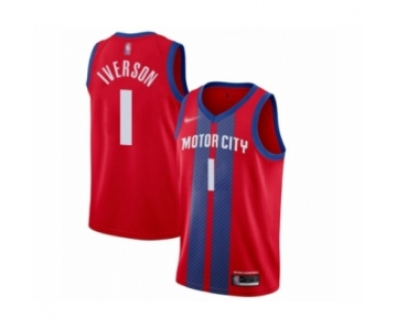 Men's Detroit Pistons #1 Allen Iverson Swingman Red Basketball Jersey 2019-20 City Edition