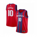 Men's Detroit Pistons #10 Dennis Rodman Swingman Red Basketball Jersey 2019-20 City Edition