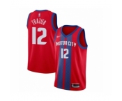 Men's Detroit Pistons #12 Tim Frazier Swingman Red Basketball Jersey 2019-20 City Edition