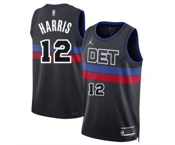 Men's Detroit Pistons #12 Tobias Harris Black 2024 Statement Edition Stitched Basketball Jersey