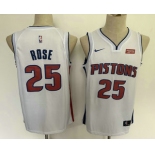 Men's Detroit Pistons #25 Derrick Rose New White 2019 Nike Swingman Stitched NBA Jersey With The Sponsor Logo