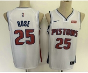 Men's Detroit Pistons #25 Derrick Rose New White 2019 Nike Swingman Stitched NBA Jersey With The Sponsor Logo