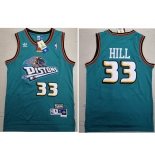 Men's Detroit Pistons #33 Grant Hill Swingman Green Throwback Adidas Jersey