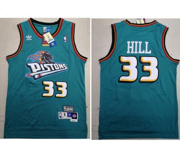 Men's Detroit Pistons #33 Grant Hill Swingman Green Throwback Adidas Jersey