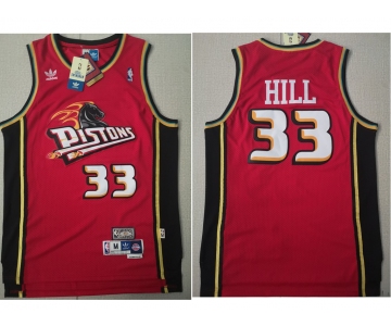 Men's Detroit Pistons #33 Grant Hill Swingman Red Throwback Adidas Jersey