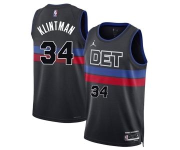 Men's Detroit Pistons #34 Bobi Klintman Black 2024 Statement Edition Stitched Jersey