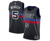 Men's Detroit Pistons #5 Malik Beasley Black 2024 Statement Edition Stitched Jersey