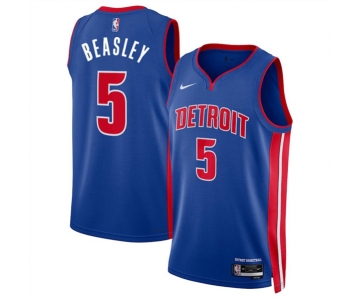 Men's Detroit Pistons #5 Malik Beasley Blue 2024 Icon Edition Stitched Jersey