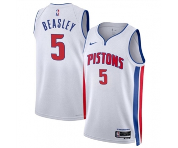 Men's Detroit Pistons #5 Malik Beasley White 2024 Association Edition Stitched Jersey