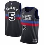 Men's Detroit Pistons #5 Ron Holland II Black 2024 Draft Statement Edition Stitched Jersey