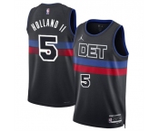 Men's Detroit Pistons #5 Ron Holland II Black 2024 Draft Statement Edition Stitched Jersey