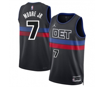 Men's Detroit Pistons #7 Wendell Moore Jr Black 2024 Statement Edition Stitched Jersey