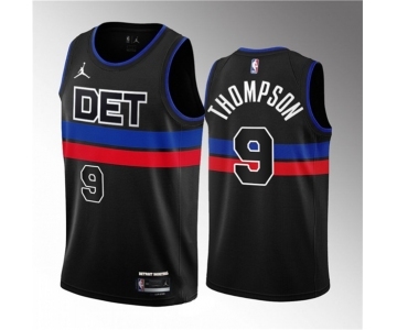 Men's Detroit Pistons #9 Ausar Thompson Black 2023 Draft Statement Edition Stitched Basketball Jersey