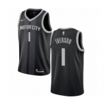 Men's Nike Detroit Pistons #1 Allen Iverson Swingman Black NBA Jersey - City Edition