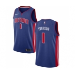 Men's Nike Detroit Pistons #1 Allen Iverson Swingman Royal Blue Road NBA Jersey - Icon Edition