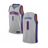 Men's Nike Detroit Pistons #1 Allen Iverson Swingman Silver NBA Jersey Statement Edition