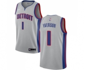 Men's Nike Detroit Pistons #1 Allen Iverson Swingman Silver NBA Jersey Statement Edition