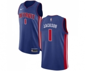 Men's Nike Detroit Pistons #1 Reggie Jackson Authentic Royal Blue Road NBA Jersey - Icon Edition