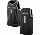 Men's Nike Detroit Pistons #1 Reggie Jackson Swingman Black NBA Jersey - City Edition