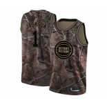 Men's Nike Detroit Pistons #1 Reggie Jackson Swingman Camo Realtree Collection NBA Jersey