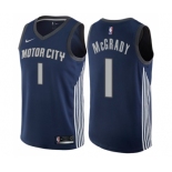 Men's Nike Detroit Pistons #1 Tracy McGrady Authentic Navy Blue NBA Jersey - City Edition