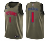 Men's Nike Detroit Pistons #1 Tracy McGrady Swingman Green Salute to Service NBA Jersey