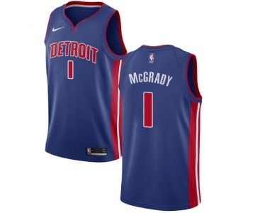 Men's Nike Detroit Pistons #1 Tracy McGrady Swingman Royal Blue Road NBA Jersey - Icon Edition