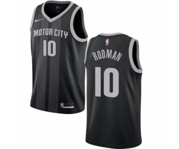 Men's Nike Detroit Pistons #10 Dennis Rodman Authentic Black NBA Jersey - City Edition