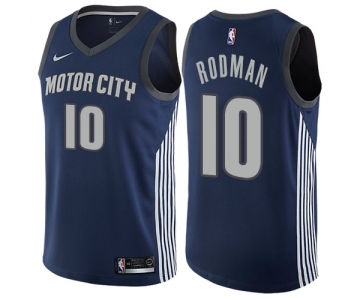 Men's Nike Detroit Pistons #10 Dennis Rodman Authentic Navy Blue NBA Jersey - City Edition