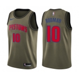 Men's Nike Detroit Pistons #10 Dennis Rodman Swingman Green Salute to Service NBA Jersey