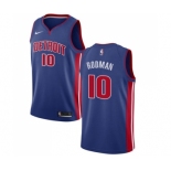 Men's Nike Detroit Pistons #10 Dennis Rodman Swingman Royal Blue Road NBA Jersey - Icon Edition