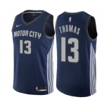 Men's Nike Detroit Pistons #13 Khyri Thomas Swingman Navy Blue NBA Jersey - City Edition