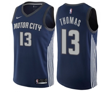 Men's Nike Detroit Pistons #13 Khyri Thomas Swingman Navy Blue NBA Jersey - City Edition