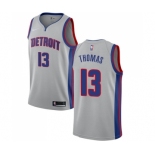 Men's Nike Detroit Pistons #13 Khyri Thomas Swingman Silver NBA Jersey Statement Edition