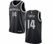 Men's Nike Detroit Pistons #14 Ish Smith Swingman Black NBA Jersey - City Edition