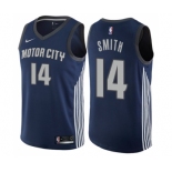 Men's Nike Detroit Pistons #14 Ish Smith Swingman Navy Blue NBA Jersey - City Edition