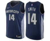 Men's Nike Detroit Pistons #14 Ish Smith Swingman Navy Blue NBA Jersey - City Edition