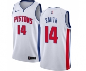 Men's Nike Detroit Pistons #14 Ish Smith Swingman White Home NBA Jersey - Association Edition