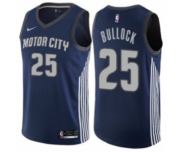 Men's Nike Detroit Pistons #25 Reggie Bullock Authentic Navy Blue NBA Jersey - City Edition