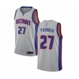 Men's Nike Detroit Pistons #27 Zaza Pachulia Authentic Silver NBA Jersey Statement Edition