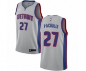 Men's Nike Detroit Pistons #27 Zaza Pachulia Authentic Silver NBA Jersey Statement Edition