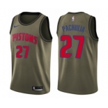 Men's Nike Detroit Pistons #27 Zaza Pachulia Swingman Green Salute to Service NBA Jersey