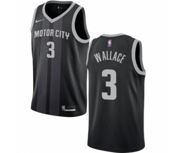 Men's Nike Detroit Pistons #3 Ben Wallace Swingman Black NBA Jersey - City Edition