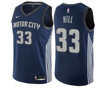 Men's Nike Detroit Pistons #33 Grant Hill Swingman Navy Blue NBA Jersey - City Edition