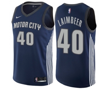 Men's Nike Detroit Pistons #40 Bill Laimbeer Swingman Navy Blue NBA Jersey - City Edition